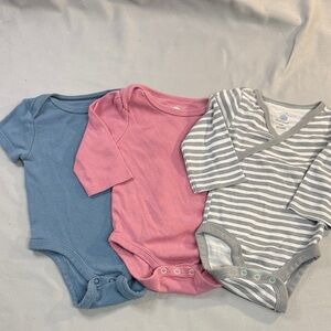 Cloud Island - Kids Bodysuits - Blue, Pink, and Gray Stripes